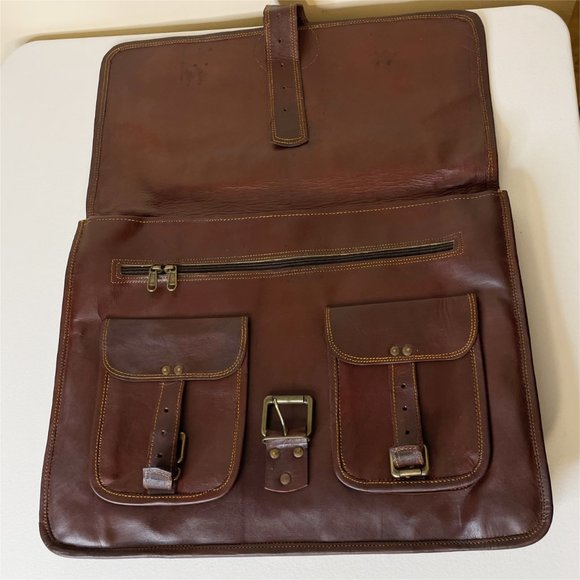 Rustic Leather Briefcase 18" No Strap - Picture 3 of 16